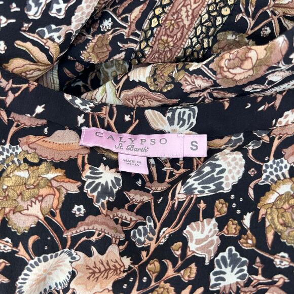 Calypso St. Barth Silk Sequin Embroidered Maxi Dress Long Brown Small Boho - Picture 6 of 13